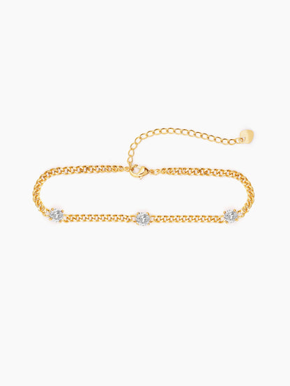 Margaret White Stone 18K Gold Plated Loose Chain Bracelet