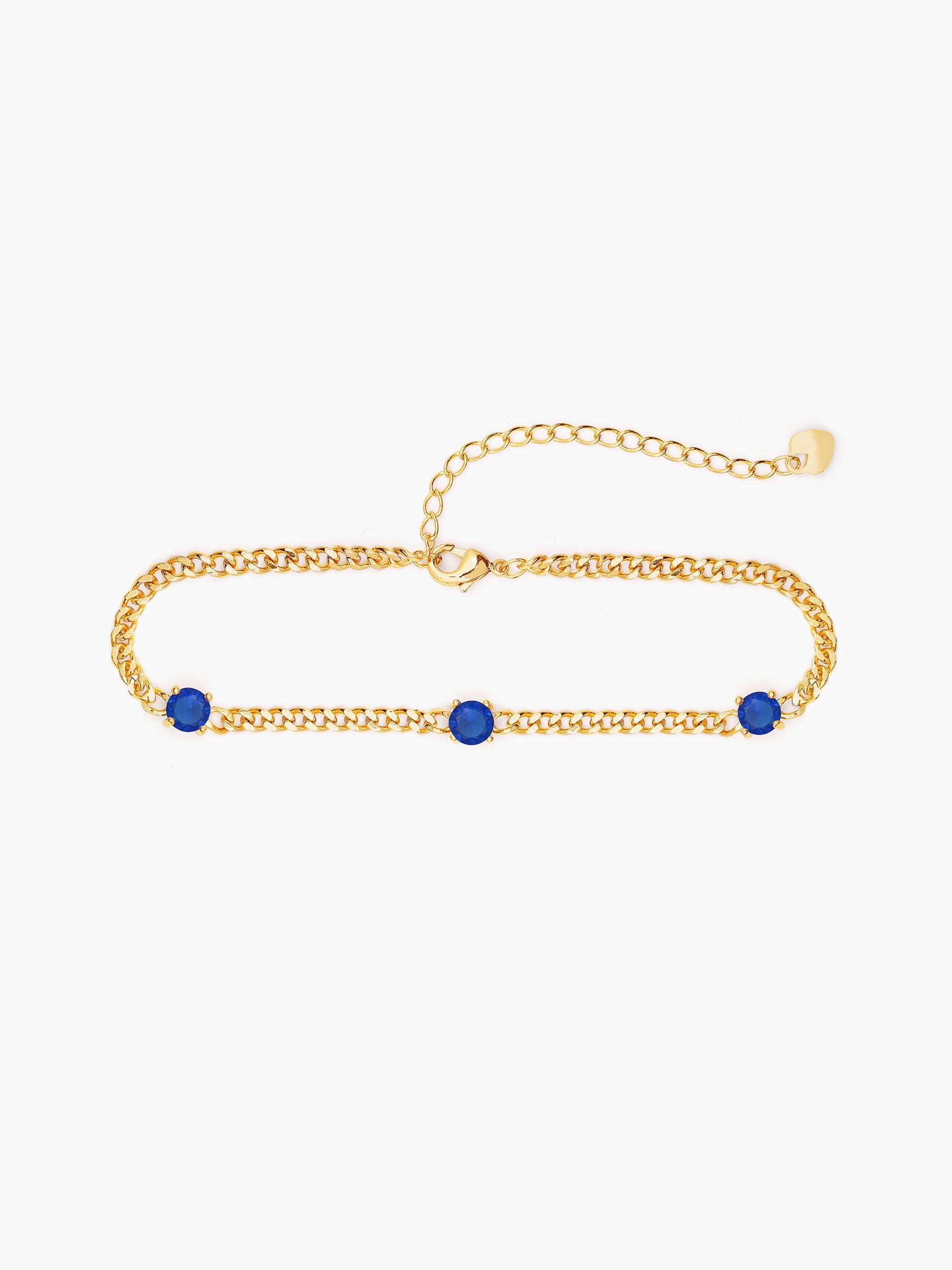 Margaret Blue Stone 18K Gold Plated Loose Chain Bracelet