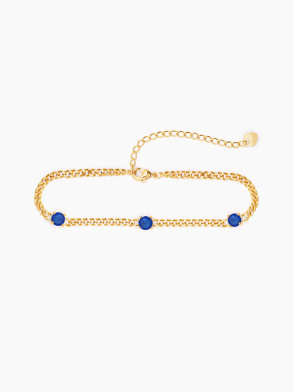 Margaret Blue Stone 18K Gold Plated Loose Chain Bracelet