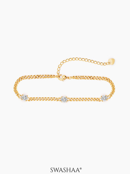 Margaret White Stone 18K Gold Plated Loose Chain Bracelet