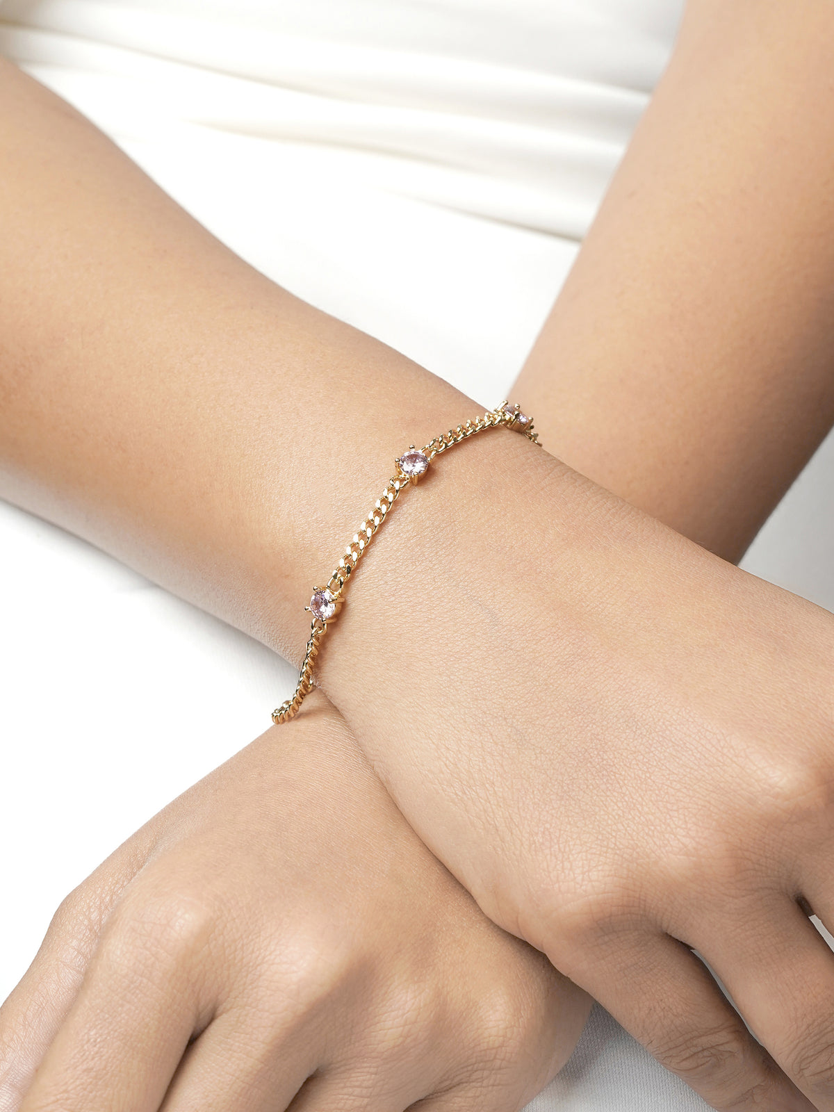 Margaret Purple Stone 18K Gold Plated Loose Chain Bracelet