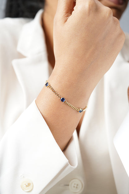 Margaret Blue Stone 18K Gold Plated Loose Chain Bracelet