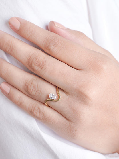 Margot Solitaire Diamond 18K Gold Plated Women's Ring