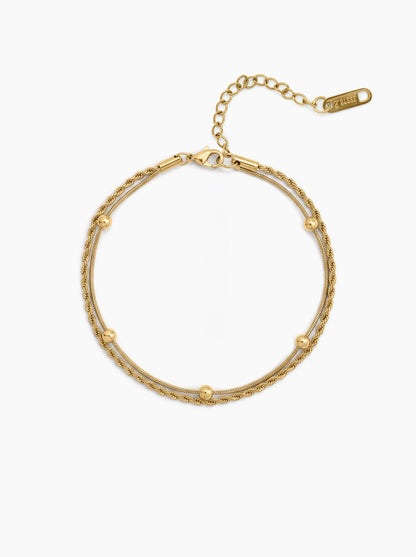 Marisol Rope Round Layered Chain 18K Gold Plated Women's Anklet