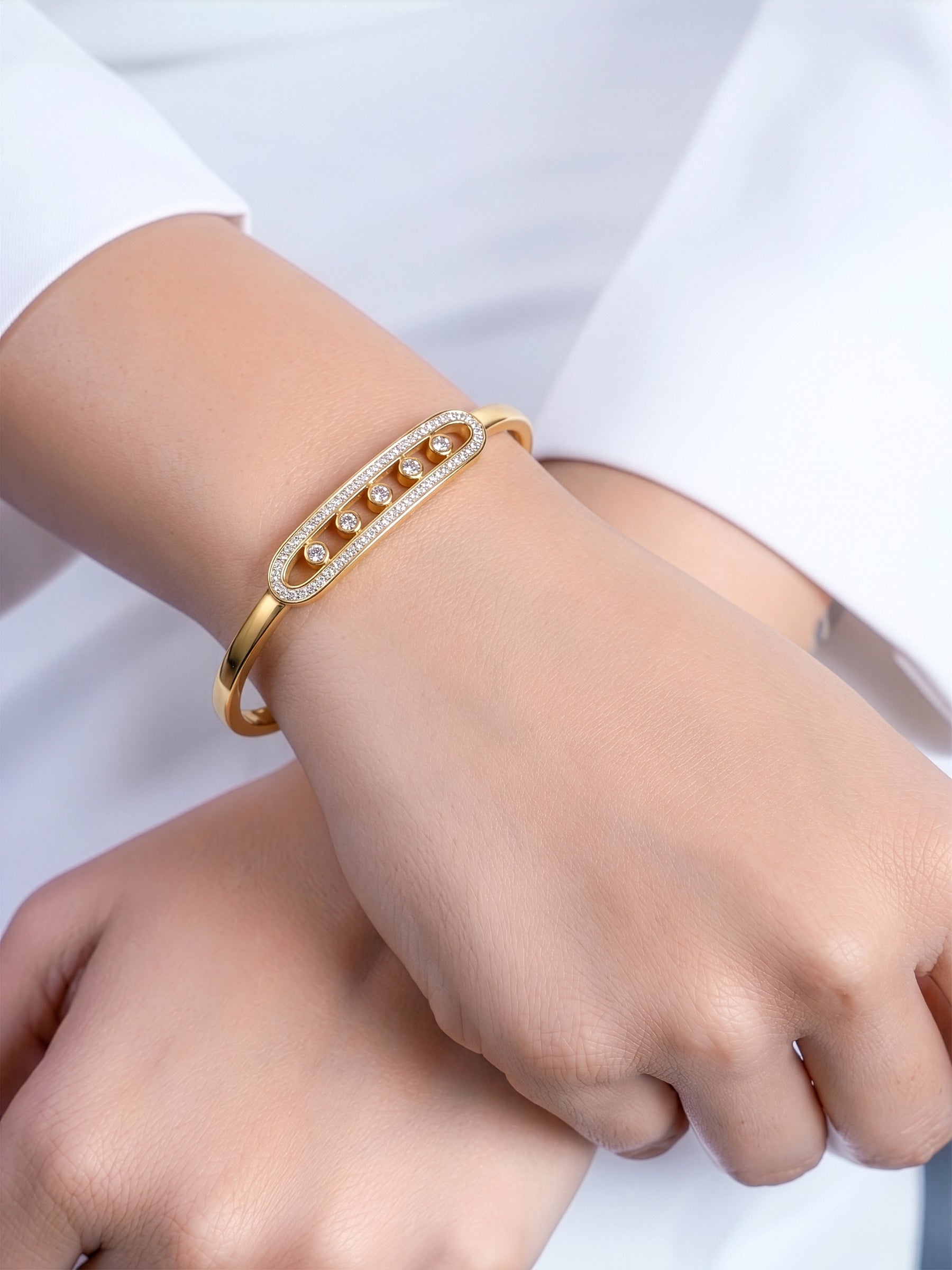 Marixa Diamond 18K Gold Tone Plated Women's Band Bracelet