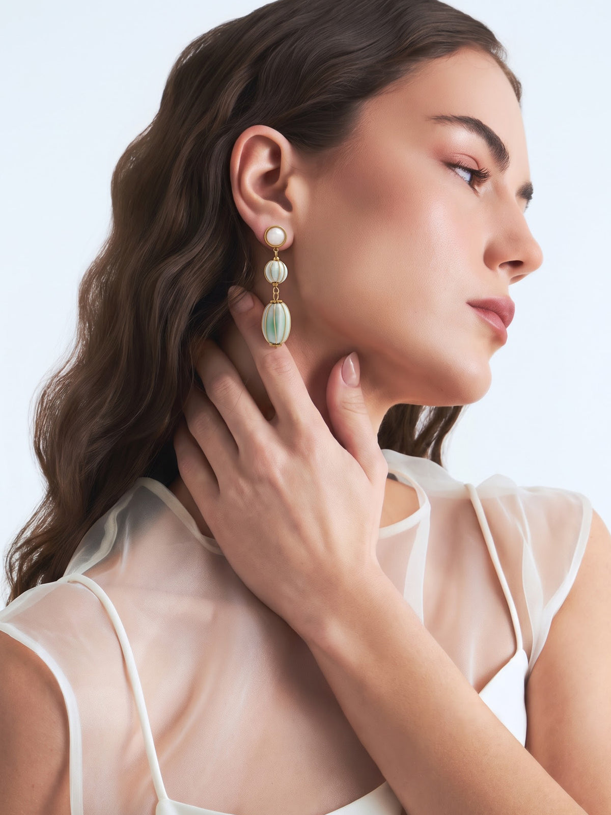 Mariza Beaded 18K Gold Plated Women's Stud Earrings