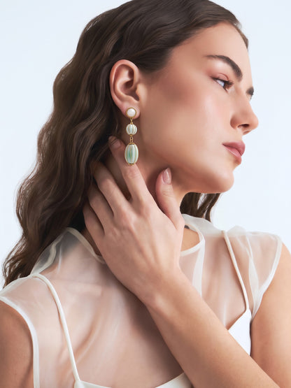 Mariza Beaded 18K Gold Plated Women's Stud Earrings
