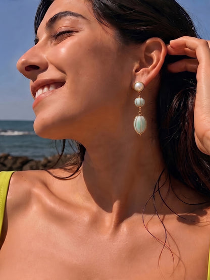 Mariza Beaded 18K Gold Plated Women's Stud Earrings