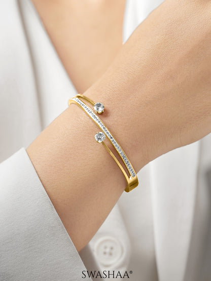 Marka Diamond Solitaire 18K Gold Plated Bracelet