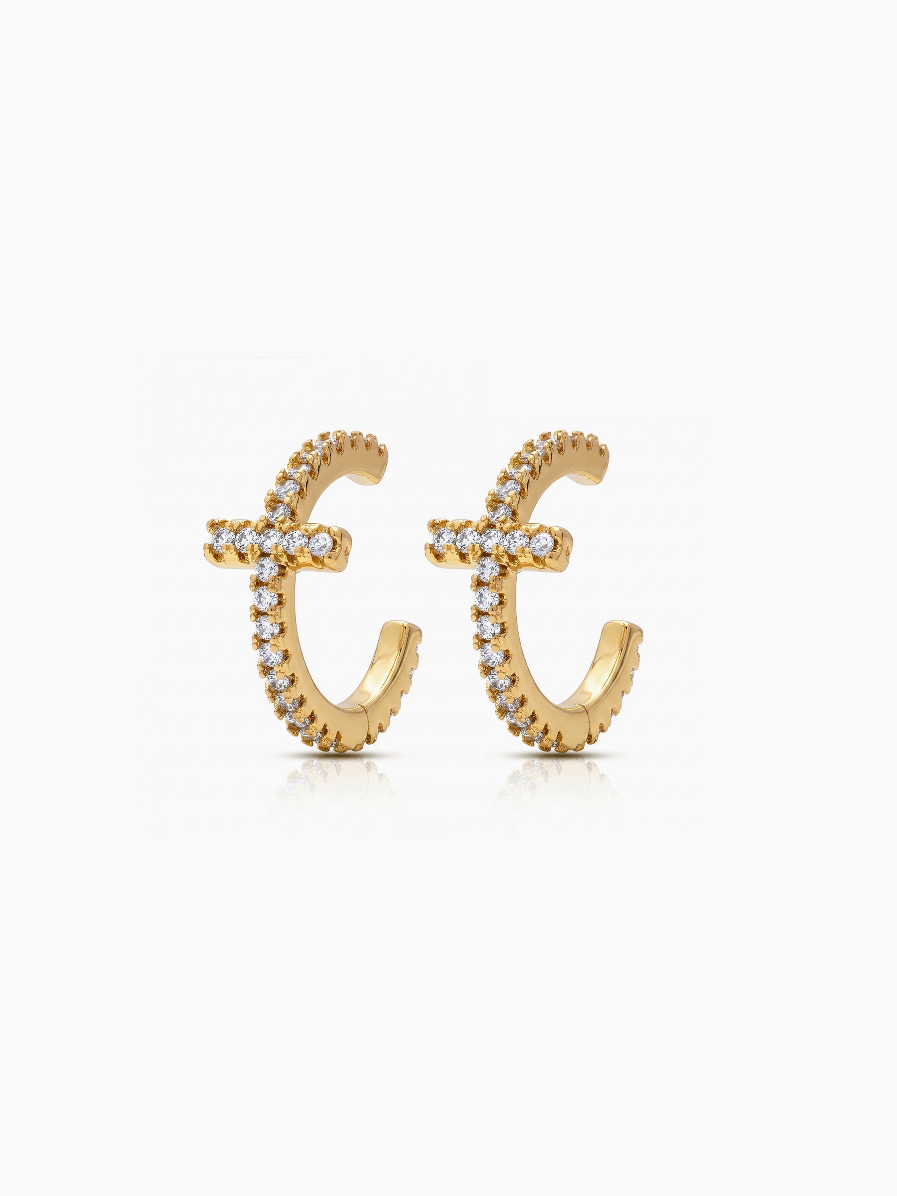 Marlow Diamond Cross 18K Gold Plated Women's Ear Cuffs