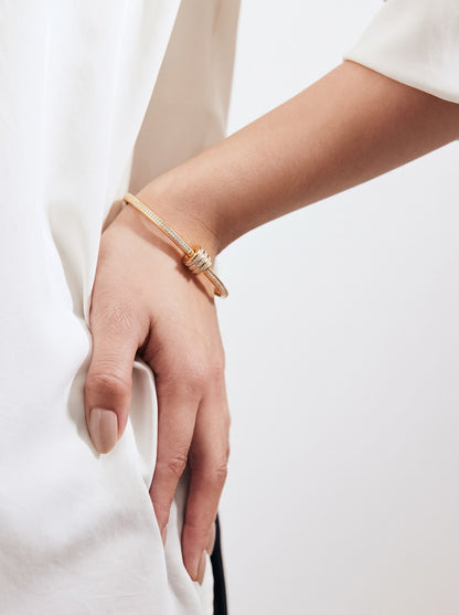 Marola Knot Loop Diamond Solitaire 18K Gold Plated Women's Solid Band Bracelet