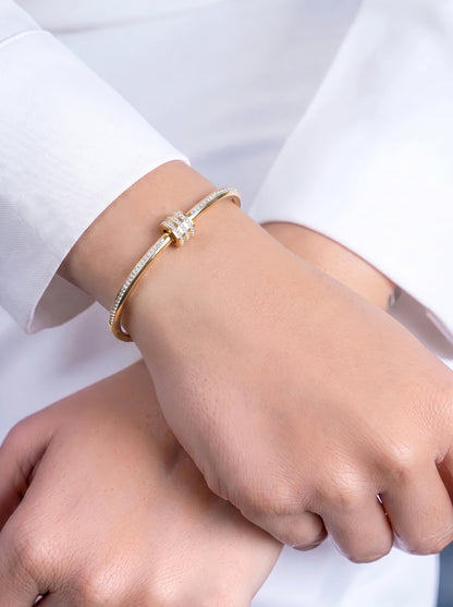 Marola Knot Loop Diamond Solitaire 18K Gold Plated Women's Solid Band Bracelet