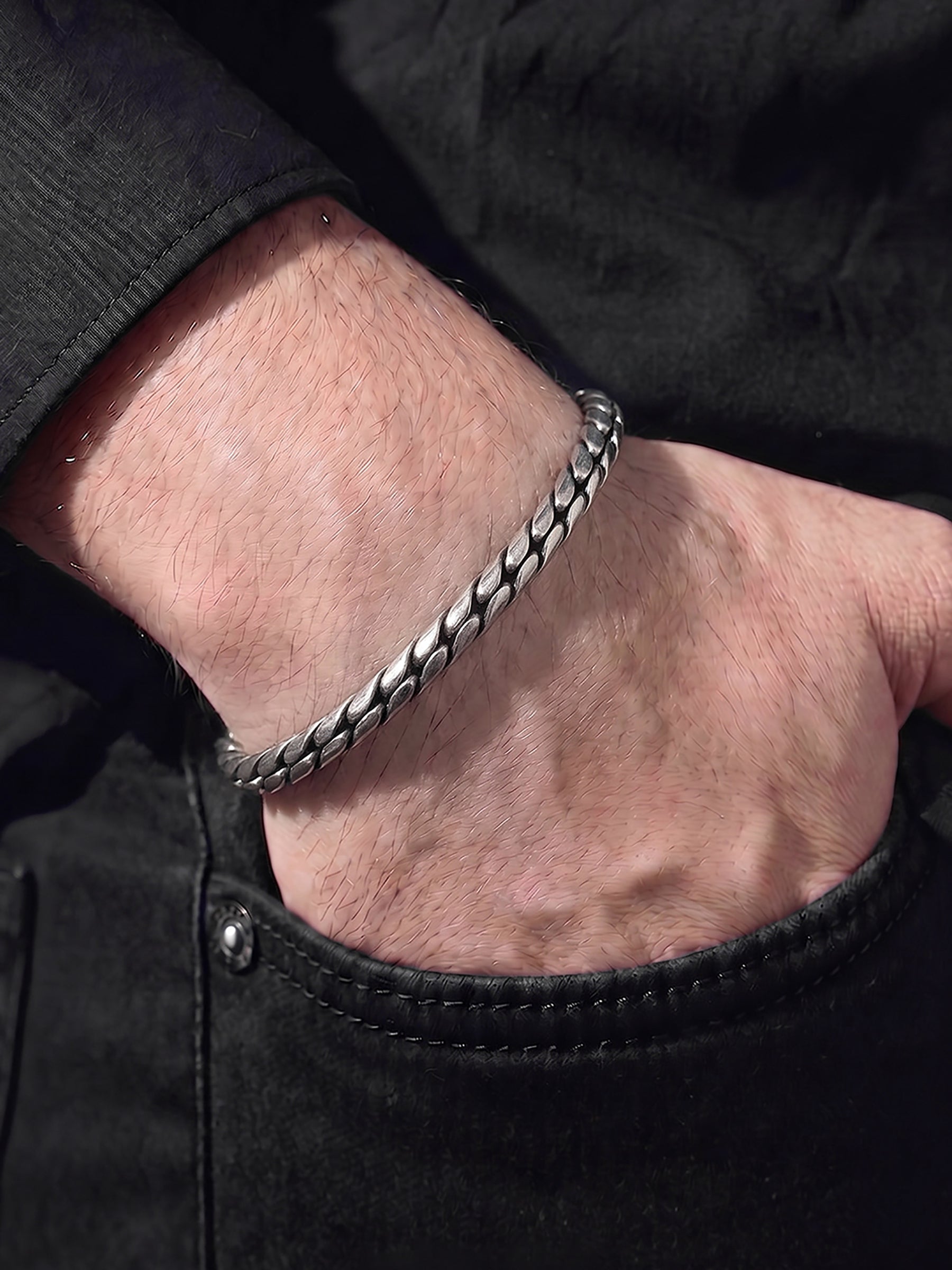 Marvion Link Silver Men's Loose Bracelet