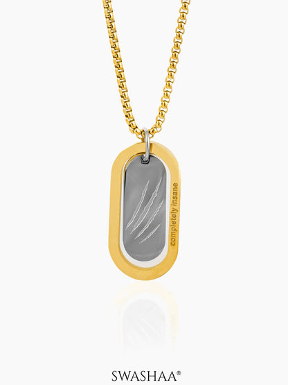 Matej Dog Tag Claw Mark 18K Gold Plated Men's Chain Pendant
