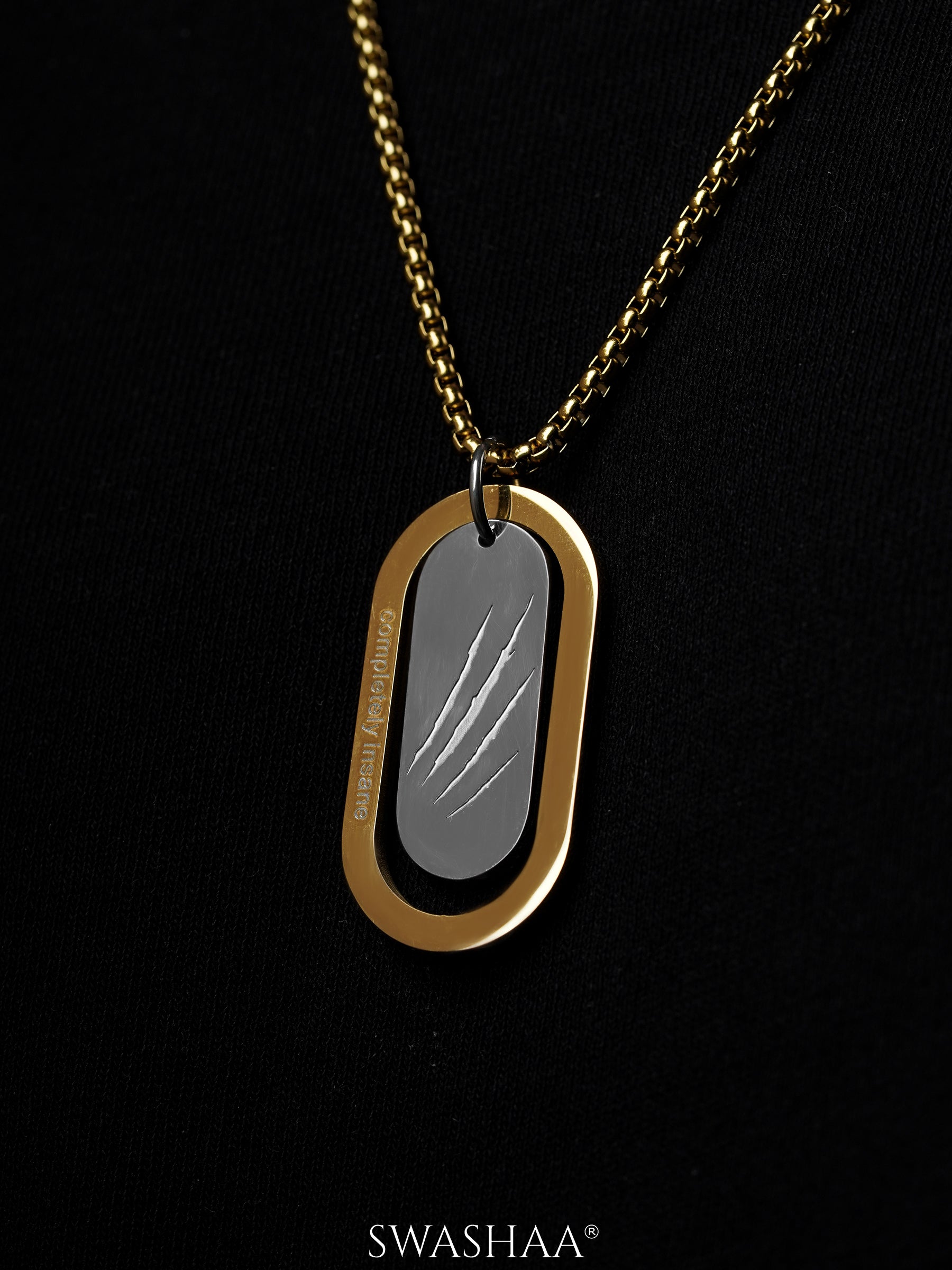 Matej Dog Tag Claw Mark 18K Gold Plated Men's Chain Pendant