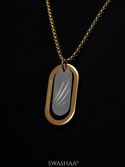 Matej Dog Tag Claw Mark 18K Gold Plated Men's Chain Pendant