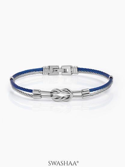 Maven Knot Motif Silver Blue Wired Men's Bracelet