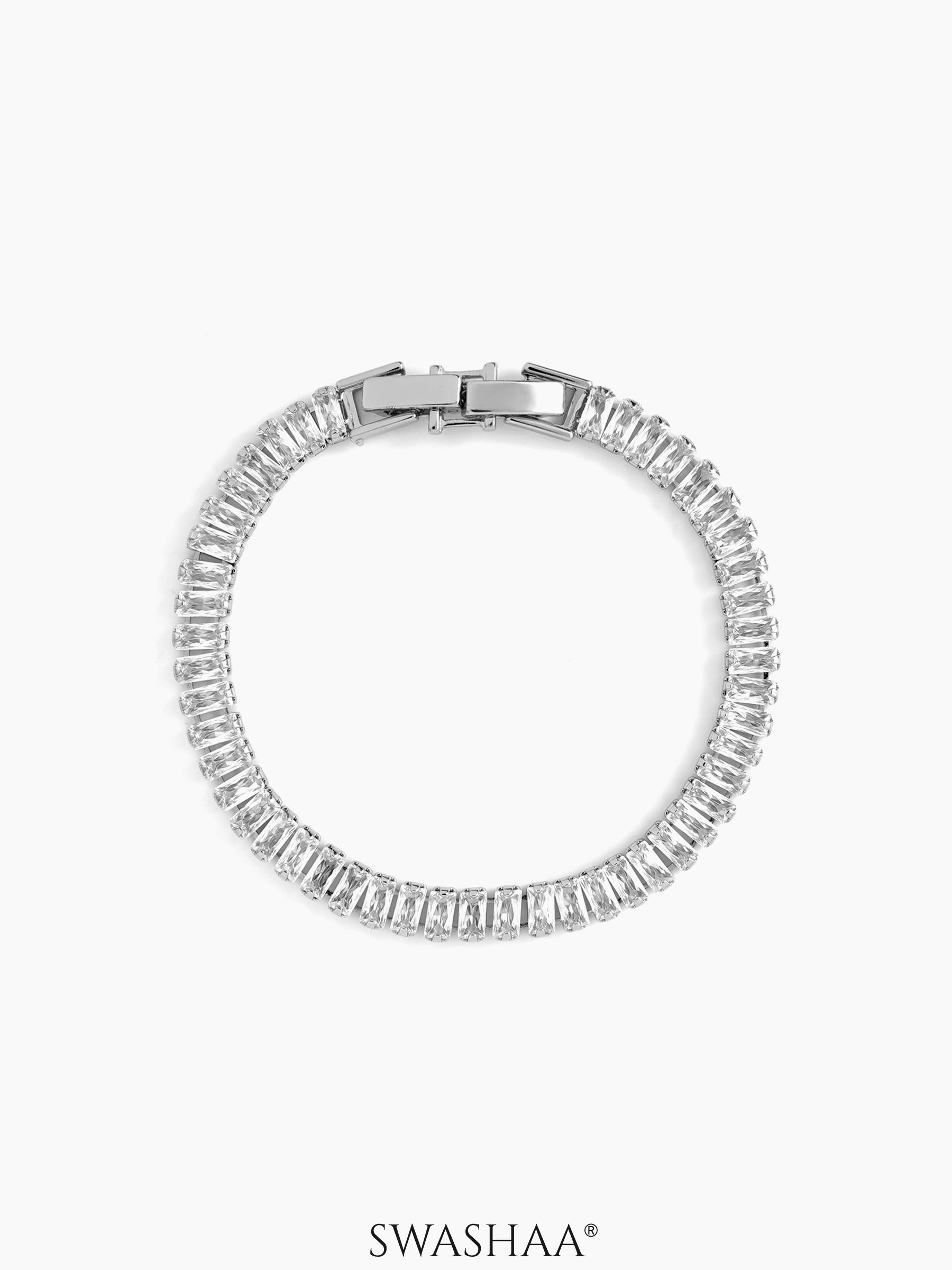 Meadow Baguette Silver Tennis Link Loose Bracelet