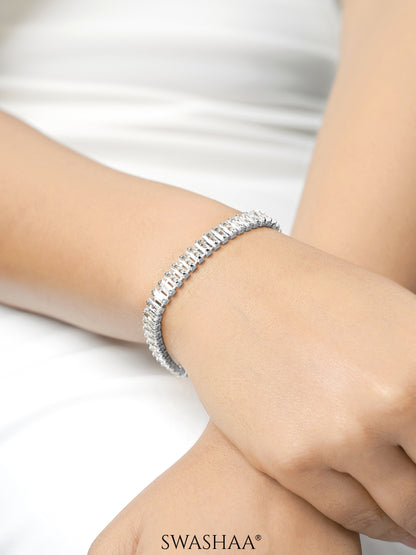 Meadow Baguette Silver Tennis Link Loose Bracelet