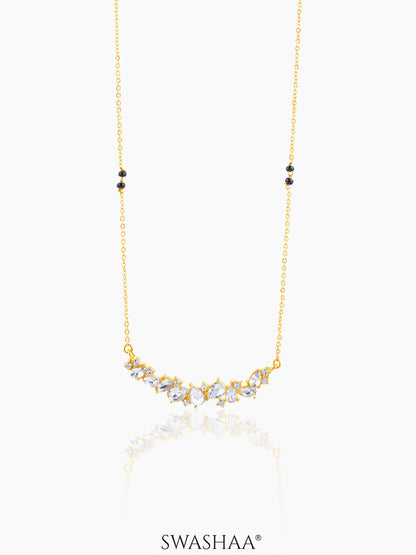 Meera Shimmering Diamond Crystals 14K Gold Plated Mangalsutra