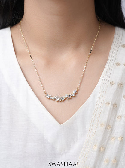 Meera Shimmering Diamond Crystals 14K Gold Plated Mangalsutra