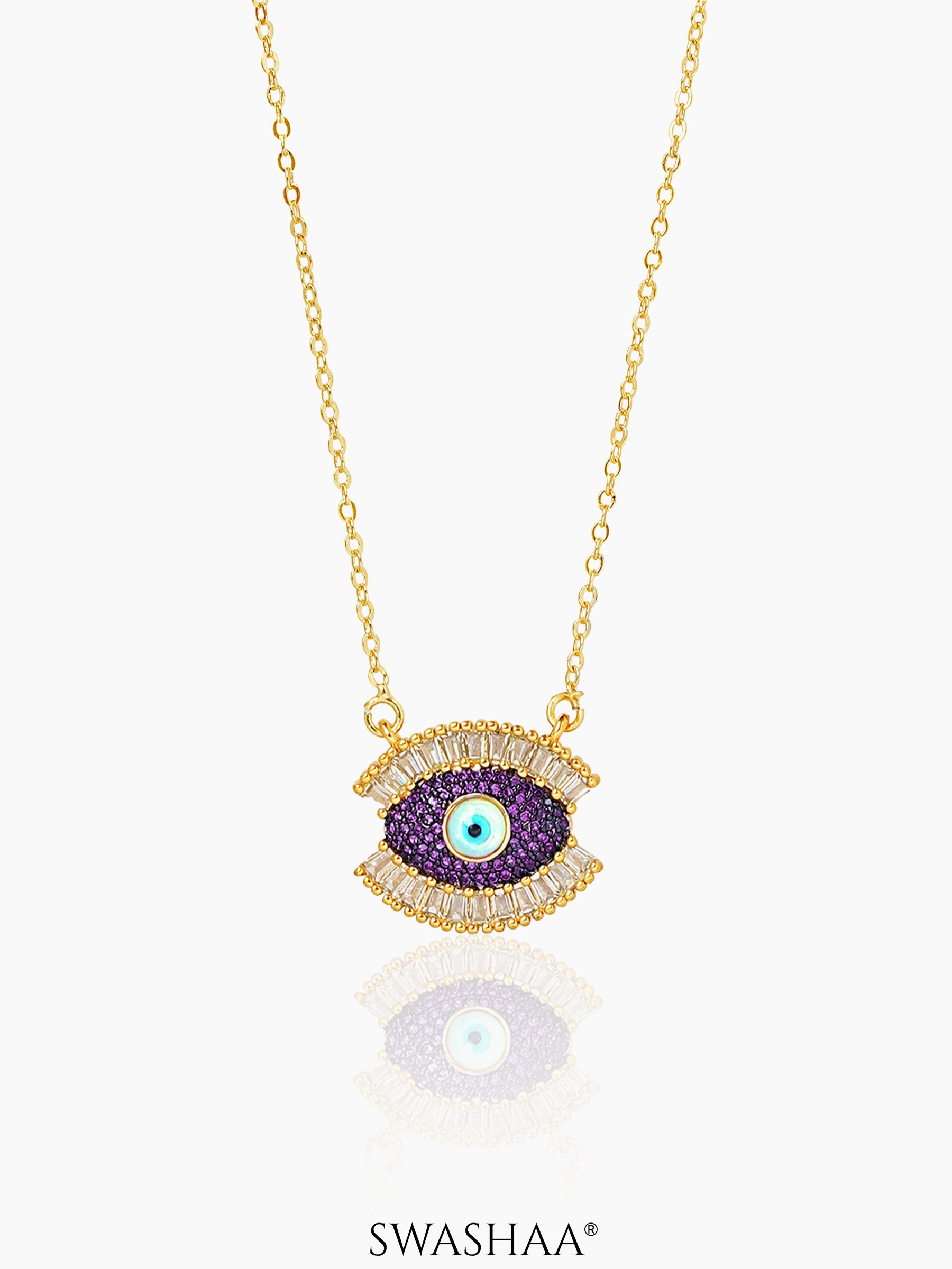 Meesha Evil Eye Necklace Swashaa Jewelry Colored Diamonds