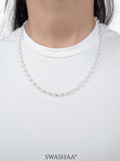 Meesha White Oval Pearl 18K Gold Plated Necklace