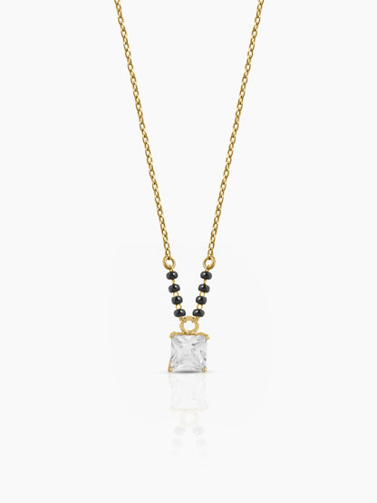 Mehali Princess Square Diamond Solitaire 18K Gold Plated Mangalsutra