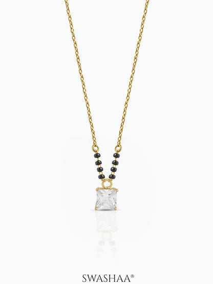 Mehali Princess Square Diamond Solitaire 18K Gold Plated Mangalsutra