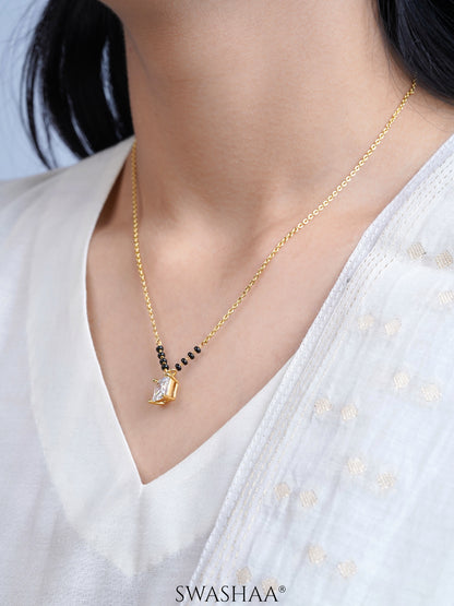 Mehali Princess Square Diamond Solitaire 18K Gold Plated Mangalsutra