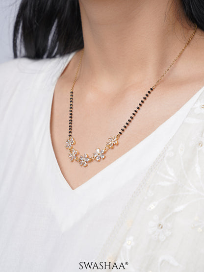 Meher Floral Clusters Diamond 18K Gold Plated  Mangalsutra