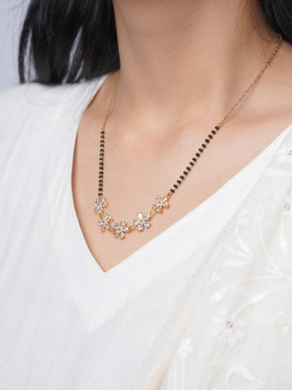 Meher Floral Clusters Diamond 18K Gold Plated  Mangalsutra