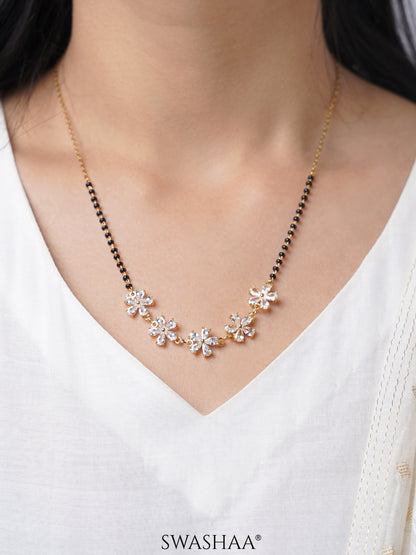 Meher Floral Clusters Diamond 18K Gold Plated  Mangalsutra