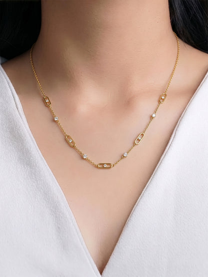 Meira Diamond Link 18K Gold Plated Women's Chain Necklace