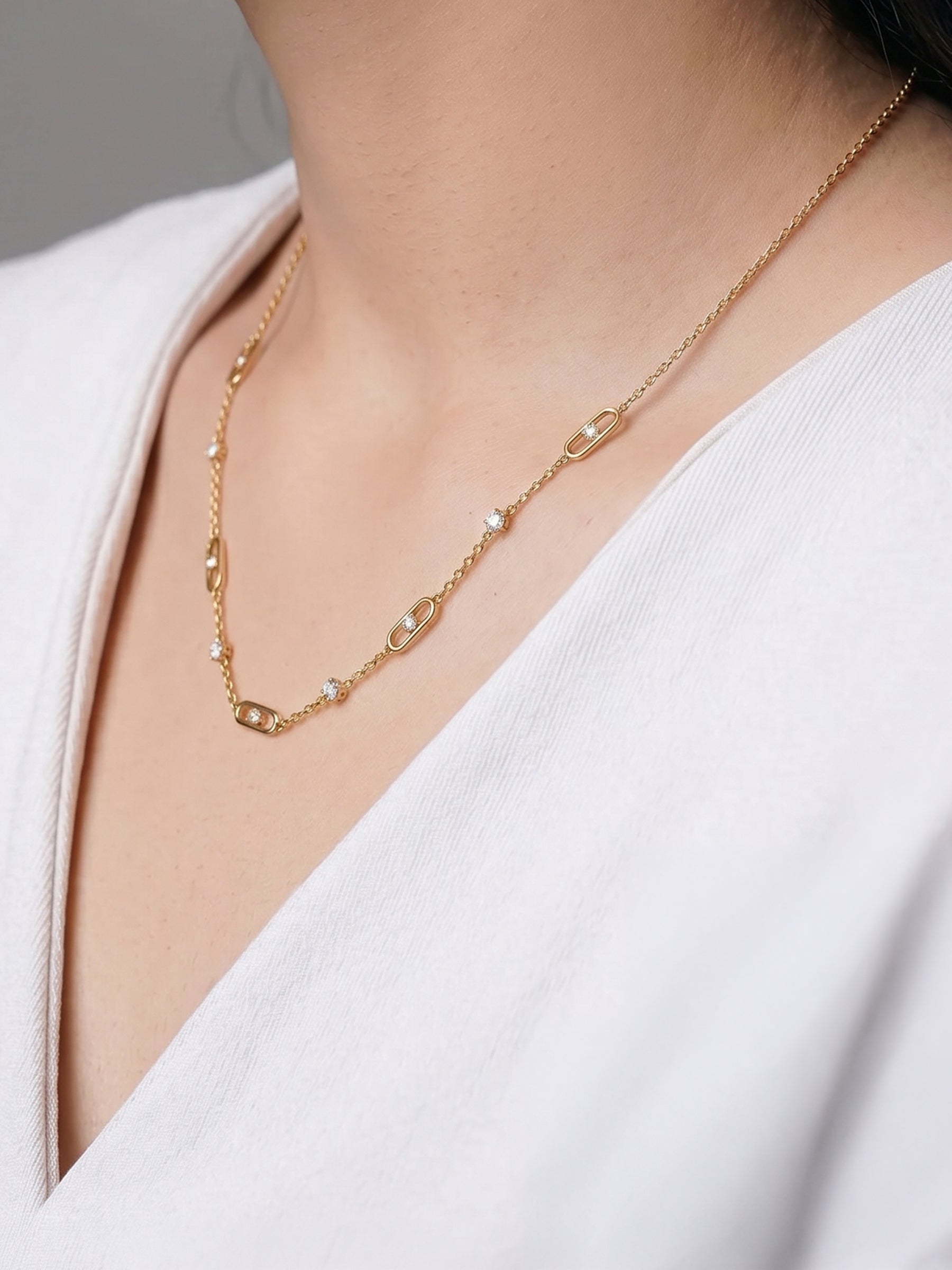 Meira Diamond Link 18K Gold Plated Women's Chain Necklace