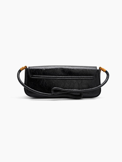 Melvora Black Leather Gloss Bag - Swashaa