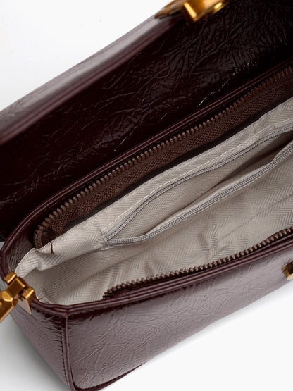 Melvora Brown Leather Gloss Bag - Swashaa