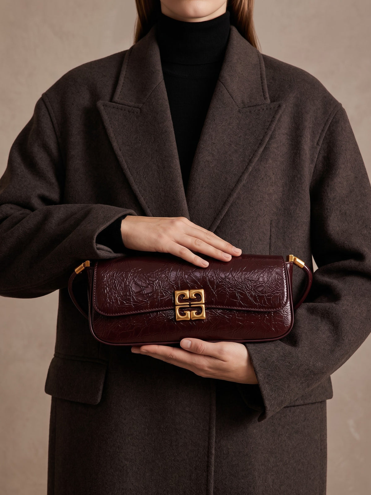 Melvora Brown Leather Gloss Bag - Swashaa