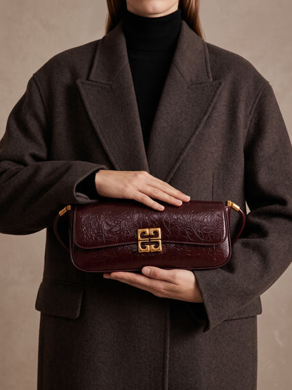 Melvora Brown Leather Gloss Bag - Swashaa
