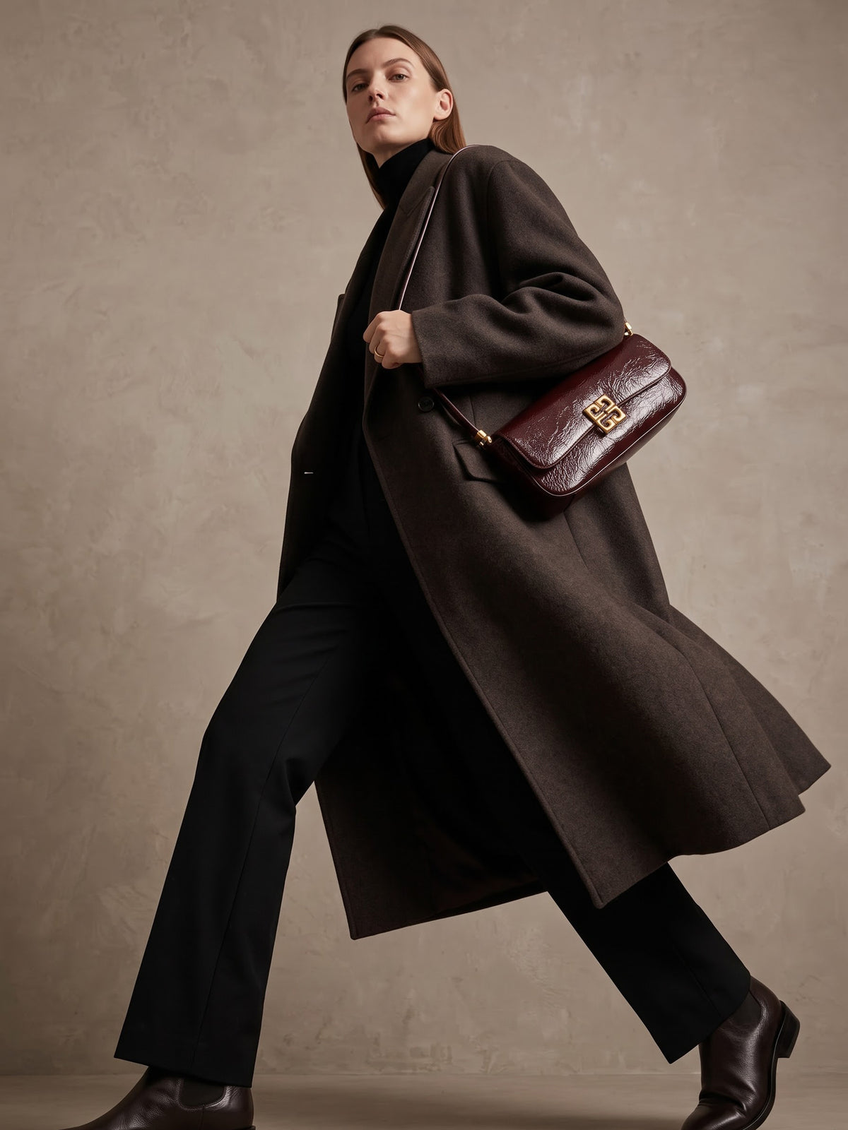 Melvora Brown Leather Gloss Bag - Swashaa