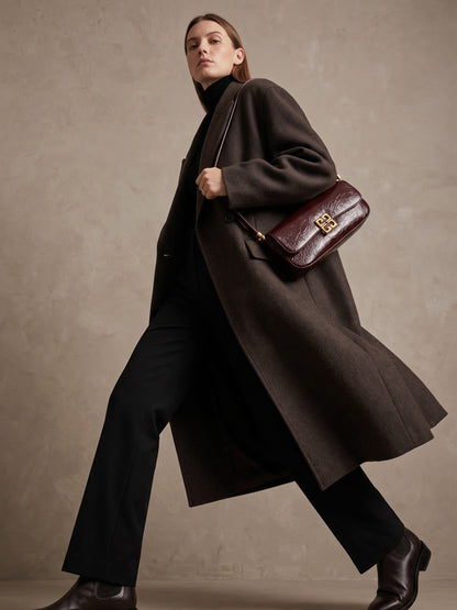 Melvora Brown Leather Gloss Bag - Swashaa