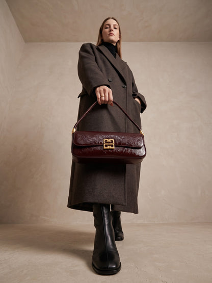 Melvora Brown Leather Gloss Bag - Swashaa