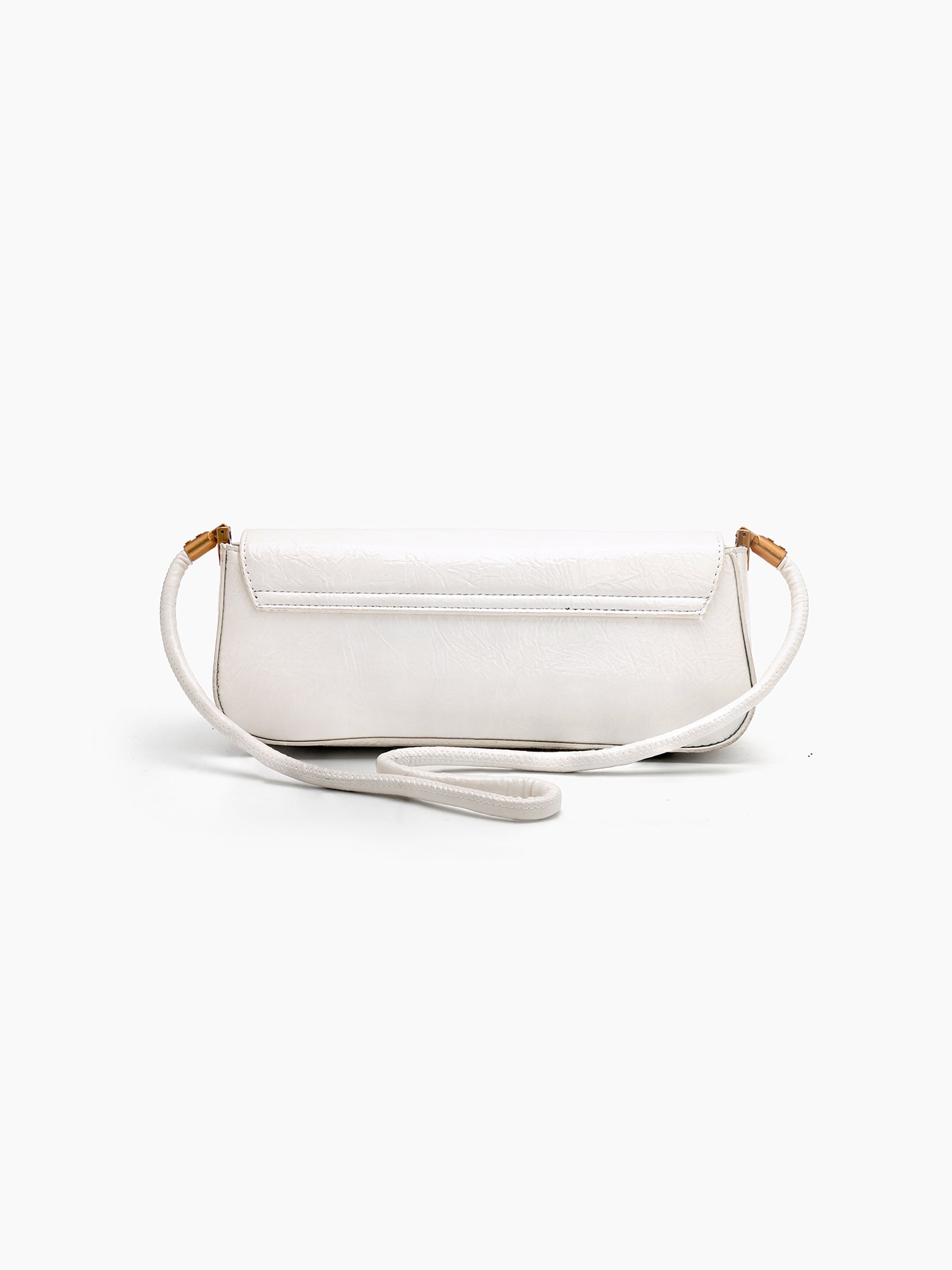 Melvora White Leather Gloss Bag - Swashaa