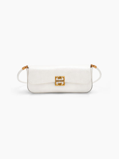 Melvora White Leather Gloss Bag - Swashaa