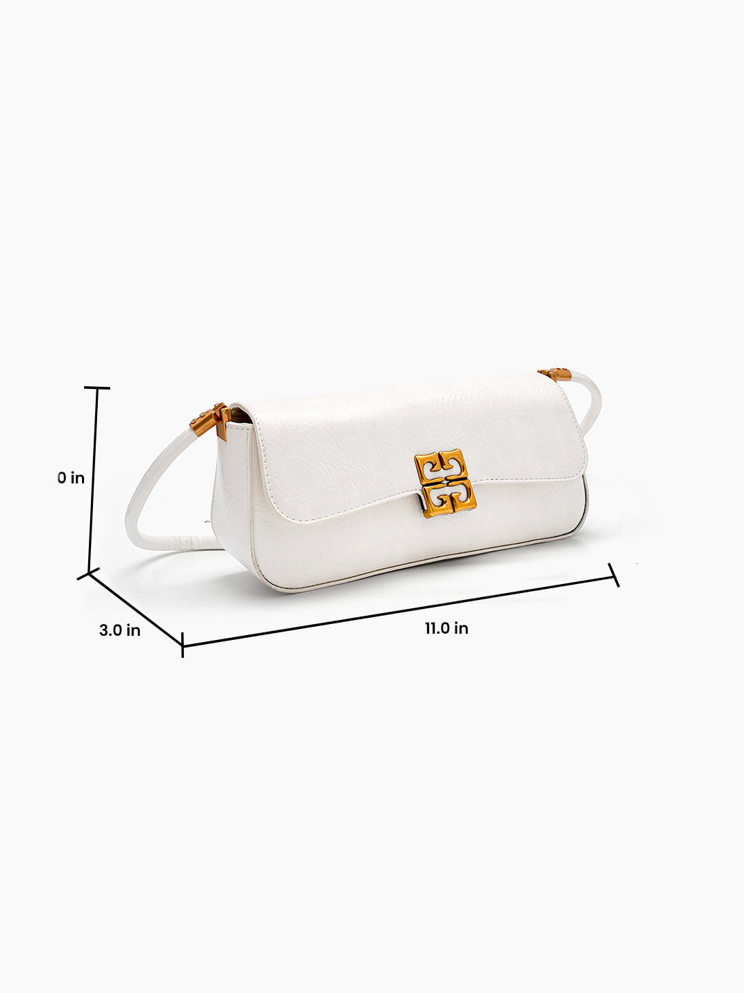 Melvora White Leather Gloss Bag - Swashaa