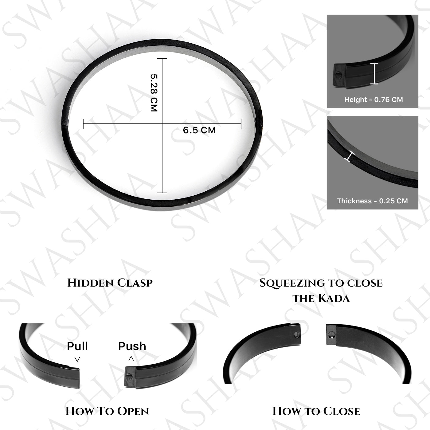 Miliano Black Men's Kada - Swashaa