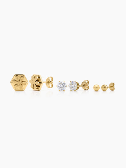 Merlina Floral Diamond Bead 18K Gold Plated Women's Earring Set