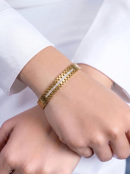 Meroya Diamond 18K Gold Plated Thin Wrist Band Bracelet