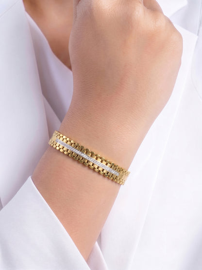 Meroya Diamond 18K Gold Plated Thin Wrist Band Bracelet