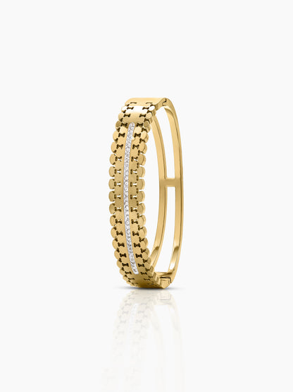 Meroya Diamond Solitaire 18K Gold Plated Women's Solid Band Bracelet